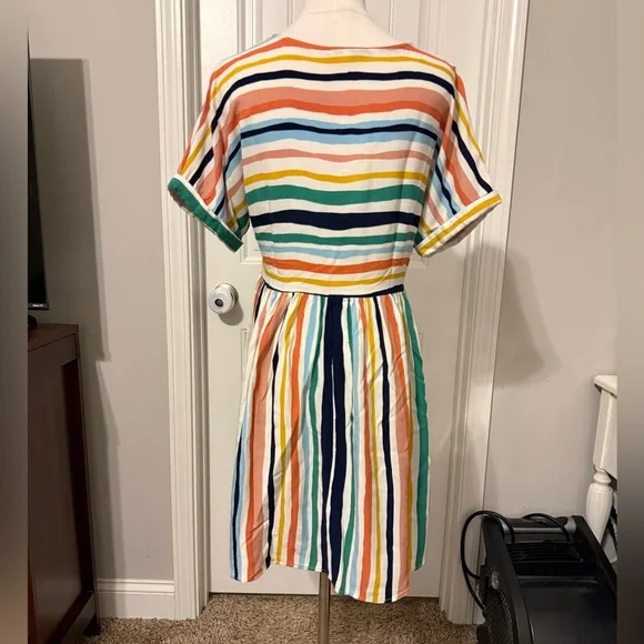 JODIFL Multicolor Striped V-Neck Dress - Picture 4 of 16
